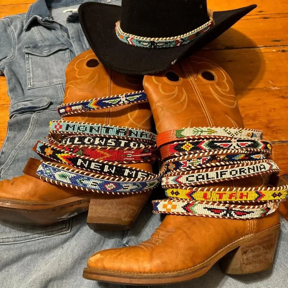 Handbeaded Hat Belts and‎ a few belts- see measurements . *Pricing is for only 1